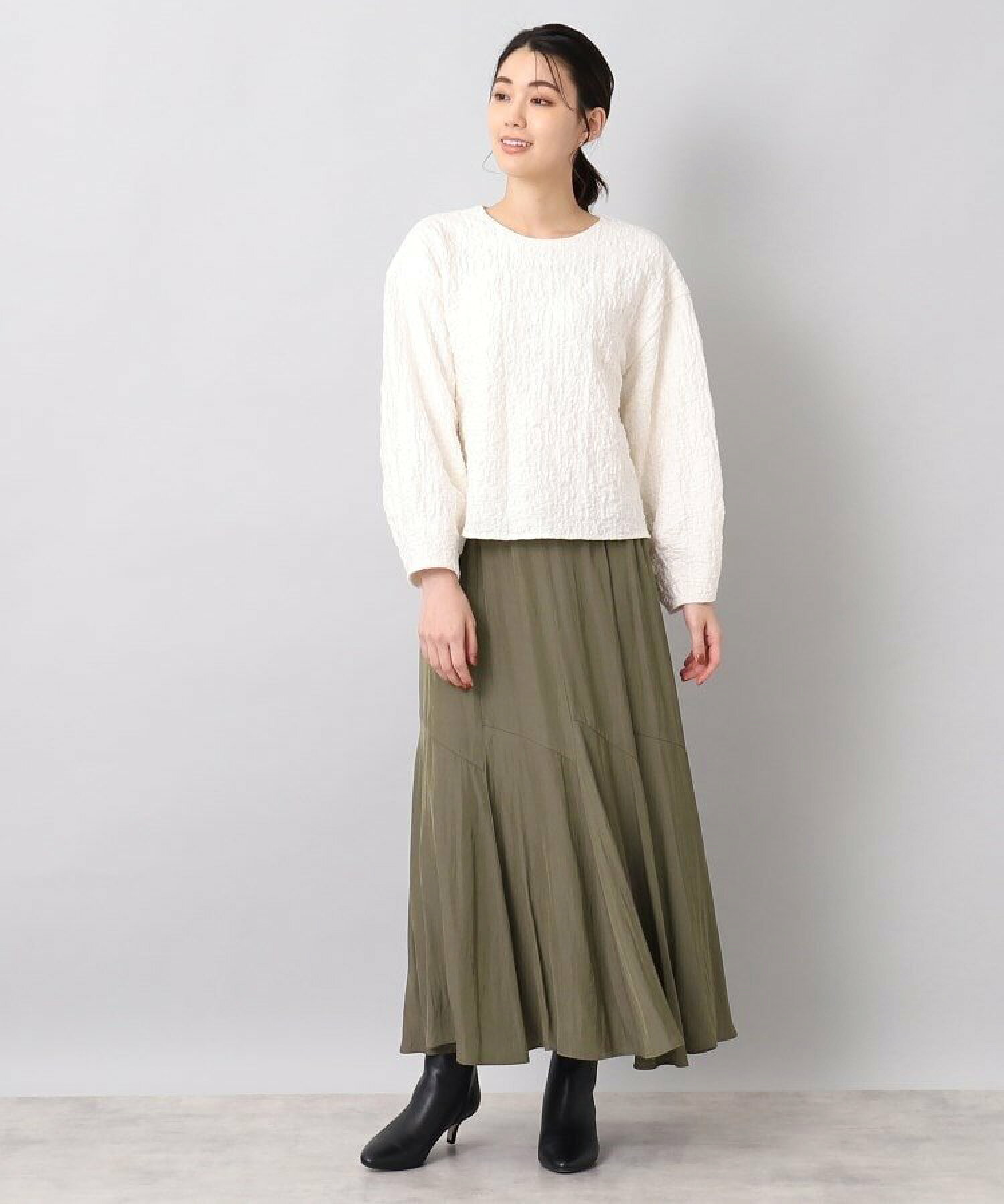 【人気スカート!/洗える】メロウパウダークロス ロングスカート